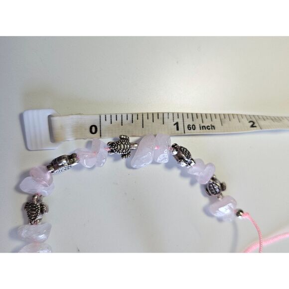 Silver tone turtle with rose quartz bracelet - Picture 5 of 7